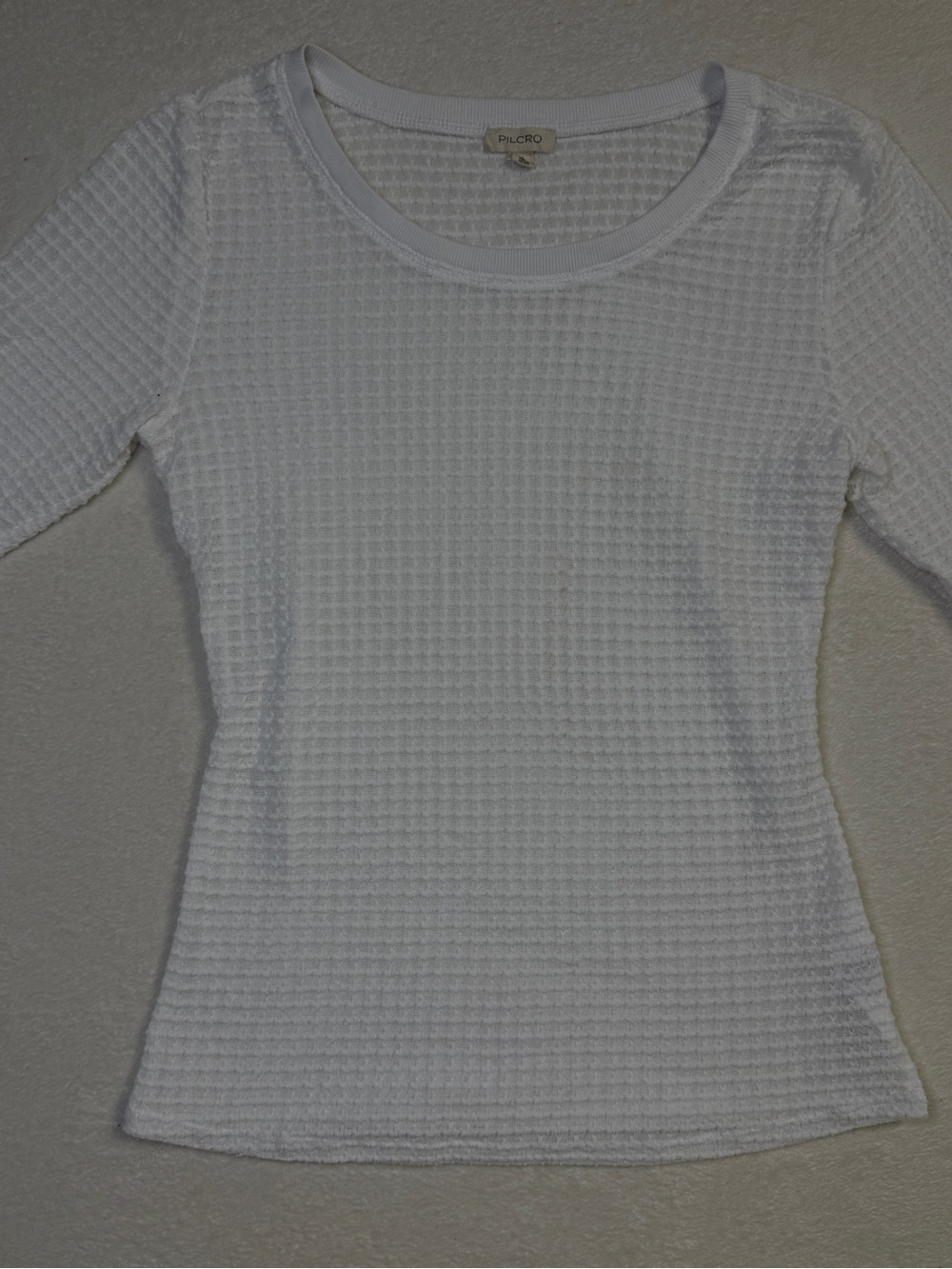 Pilcro White Waffle-Knit Scoop Neck Short Sleeve Top